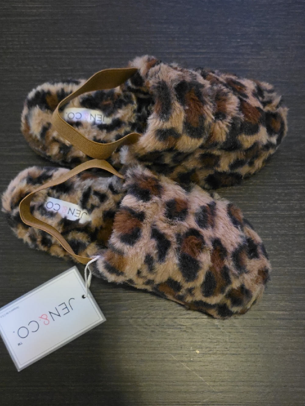 JEN & CO Leopard-Print Faux Fur Women's Slippers - Brown